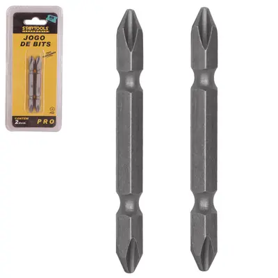 JOGO DE BITS PARA PARAFUSADEIRA COM 2 PONTAS PHILIPS DUPLA PH2 65MM PRO