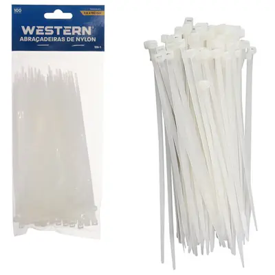 ABRACADEIRA DE NYLON BRANCO COM 100 PECAS 3,6X150MM