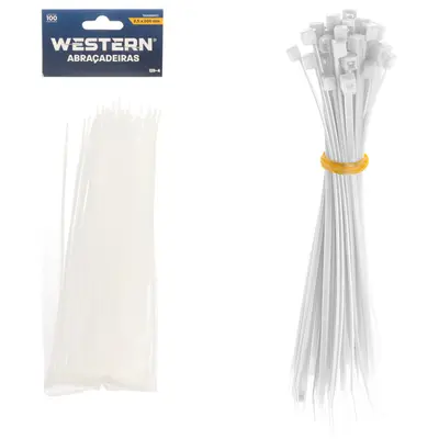 ABRACADEIRA DE NYLON BRANCO COM 100 PECAS 2,5X200MM NA SOLAPA
