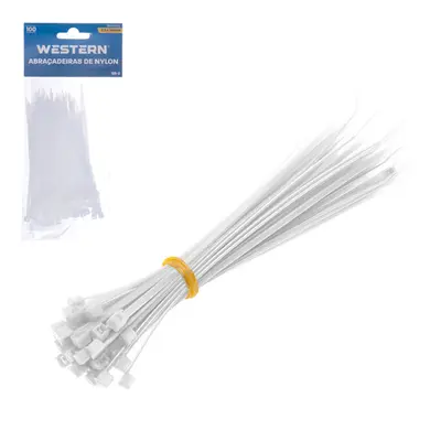 ABRACADEIRA DE NYLON BRANCO COM 100 PECAS 2,5X100MM