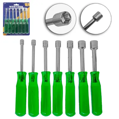 JOGO DE CHAVE CANHAO / SOQUETE CABO TRANSLUCIDO VERDE 7 PECAS