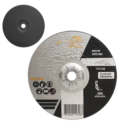 DISCO DE CORTE PARA ACO / INOX TOP CASA TIPO 42 9''X1/8''X7/8'' 230X3X22MM