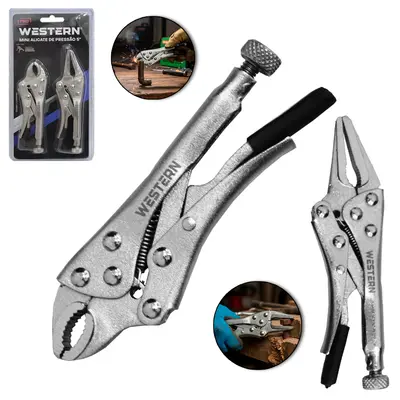 MINI ALICATE DE PRESSAO MORDENTE CURVO / RETO 5'' COM 2 PECAS