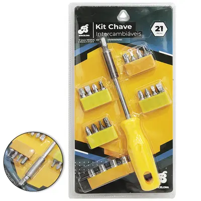 CHAVE DE FENDA COM 16 BITS + 4 CANHAO / SOQUETE + ADAPTADOR E CABO PLASTICO