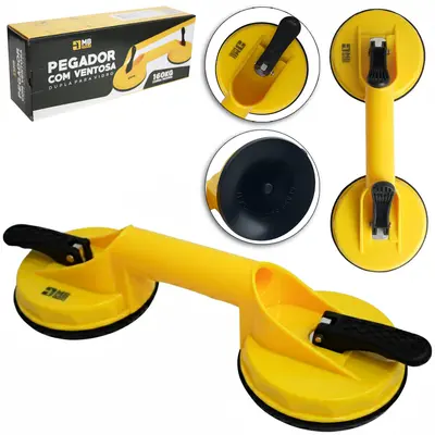 PEGADOR DE PLASTICO COM VENTOSA DE PRESSAO DUPLA PARA VIDRO 160KG CARGA MAXIMA 32X12X7,5CM MB TOOLS