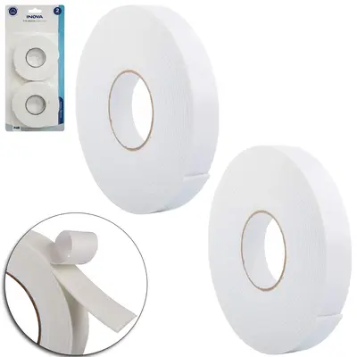 FITA ADESIVA DUPLA FACE DE ESPUMA INOVA COM 2 PECAS 18MMX3M