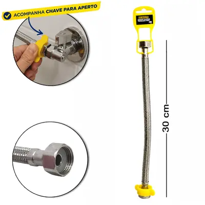 ENGATE FLEXIVEL TRANCADO INOX FEMEA X FEMEA 30CM