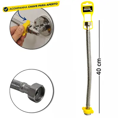 ENGATE FLEXIVEL TRANCADO INOX FEMEA X FEMEA 40CM