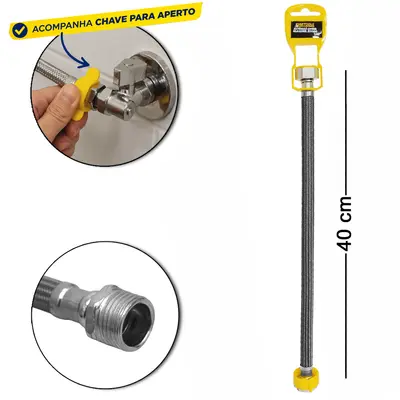 ENGATE FLEXIVEL TRANCADO INOX MACHO X FEMEA 40CM