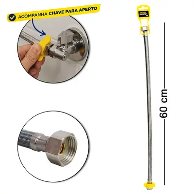 ENGATE FLEXIVEL TRANCADO INOX FEMEA X FEMEA 60CM