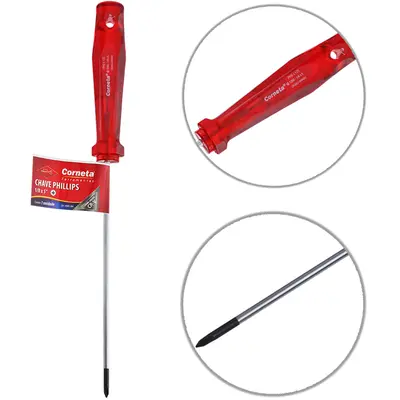 CHAVE PHILIPS ACO CROMO VANADIO CR-V PONTA IMANTADA + CABO TRANSLUCIDO VERMELHO 1/8X5'' UND