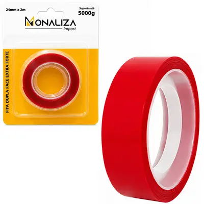 FITA ADESIVA DUPLA FACE EXTRA FORTE DE GEL TRANSPARENTE 24MMX2M