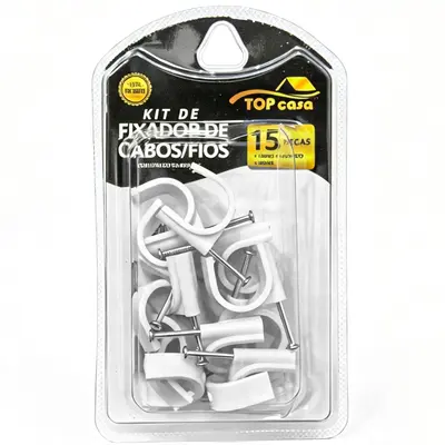 FIXADORES PARA CABO / FIOS COAXIAL PREMIUM TOP CASA BRANCO COM 15 PECAS 20MM