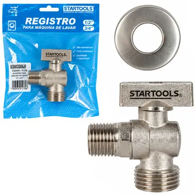 REGISTRO DE ESFERA DE METAL ½'' / ¾''PARA MAQUINA DE LAVAR