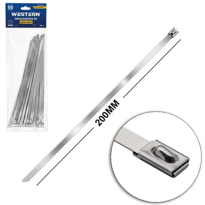 ABRACADEIRA DE ACO INOX COM 50 PECAS 4,6X200MM