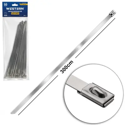 ABRACADEIRA DE ACO INOX COM 50 PECAS 4,6X300MM