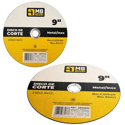 DISCO DE CORTE PARA METAL / INOX 9'' 230X20X22MM MB TOOLS