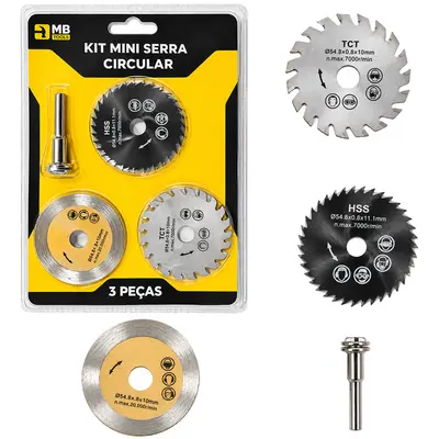 MINI DISCO DE CORTE COM 3 PECAS 54,8MM + BARRA MB TOOLS