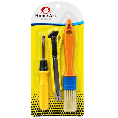 KIT FERRAMENTA COM CHAVE FENDA / PHILIPS PONTA DUPLA + ESTILETE E PINCEL FRM