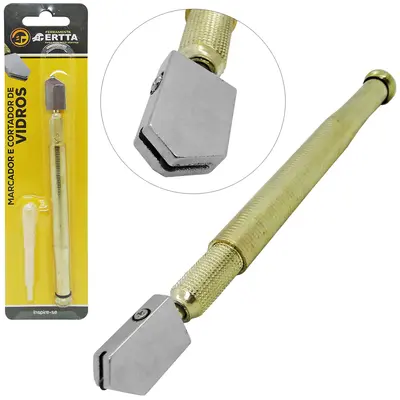 MARCADOR E CORTADOR DE VIDRO COM RESERVATORIO + BISNAGA DOSADORA 16CM / 7CM