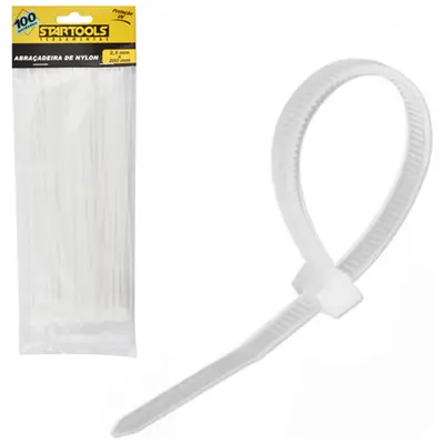 ABRACADEIRA DE NYLON BRANCO PRO COM 100 PECAS 2,5X200MM NA SOLAPA
