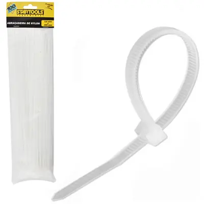 ABRACADEIRA DE NYLON BRANCO PRO COM 100 PECAS 3,6X300MM NA SOLAPA