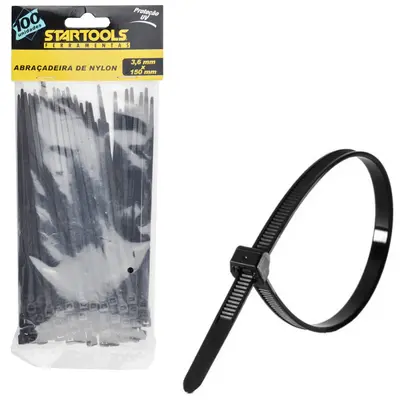 ABRACADEIRA DE NYLON PRETO PRO COM 100 PECAS 3,6X150MM NA SOLAPA