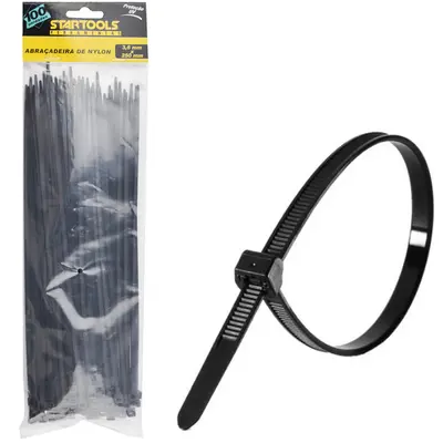 ABRACADEIRA DE NYLON PRETO PRO COM 100 PECAS 3,6X250MM NA SOLAPA