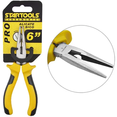 ALICATE DE BICO MEIA CANA RETO 6'' CABO EMBORRACHADO AMARELO/PRETO PRO NA CARTELA
