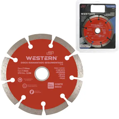 DISCO DE CORTE DIAMANTADO SEGMENTADO SECO PARA CONCRETO 110MM COM ANEL ADAPTADOR