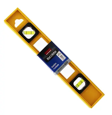NIVEL DE PLASTICO AMARELO COM 3 BOLHAS 35CM