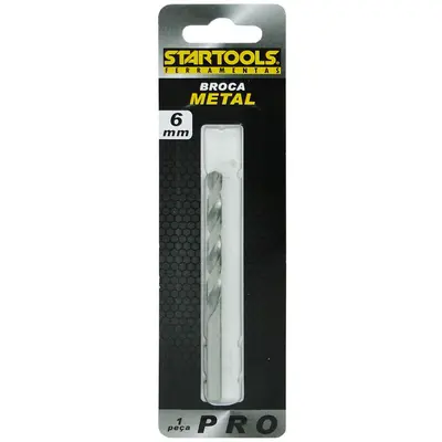 BROCA DE ACO RAPIDO PARA METAL PRO 6MM NA CARTELA