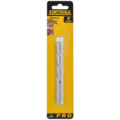 BROCA DE ACO RAPIDO PARA METAL PRO 8MM NA CARTELA