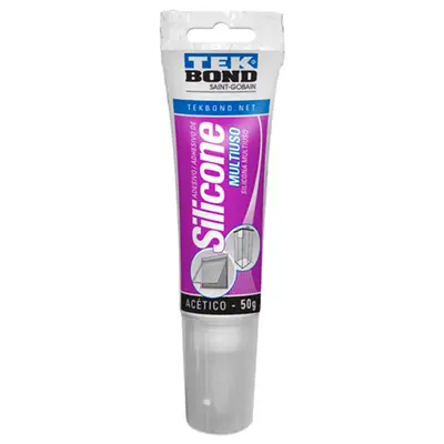 ADESIVO / COLA DE SILICONE ACETICO TRANSPARENTE MULTIUSO 50G
