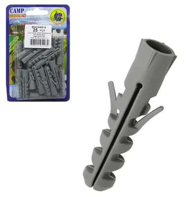 BUCHA DE NYLON CINZA 8MM 25 PECAS NA CARTELA