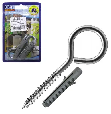 KIT PARAFUSO PITAO COM BUCHA DE NYLON 10MM 4 PECAS NA CARTELA