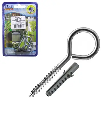 KIT PARAFUSO PITAO COM BUCHA DE NYLON 5MM 8 PECAS NA CARTELA