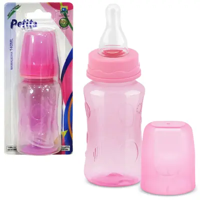 MAMADEIRA COM BICO DE SILICONE COLOR ROSA 140ML