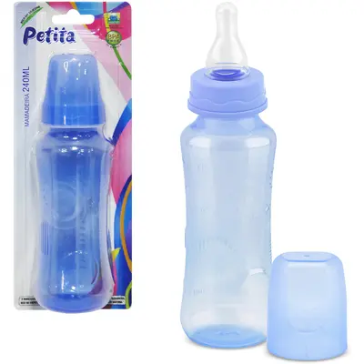 MAMADEIRA COM BICO DE SILICONE COLOR AZUL 240ML