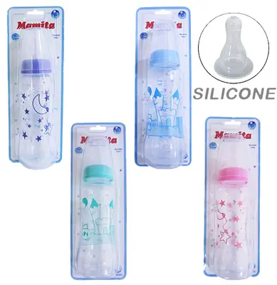 MAMADEIRA PREMIUM DECORADA COM BICO DE SILICONE COLORS 240ML