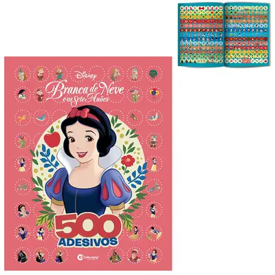 LIVRO 500 ADESIVOS E PARA COLORIR BRANCA DE NEVE E OS SETE ANOES 36 PAGINAS 28X21,5CM