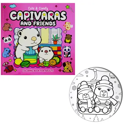 LIVRO CUTE & COMFY CAPIVARA AND FRIENDS COLORING BOOK FOR ADULTS PARA COLORIR 63 PAGINAS 20,5X20,5CM