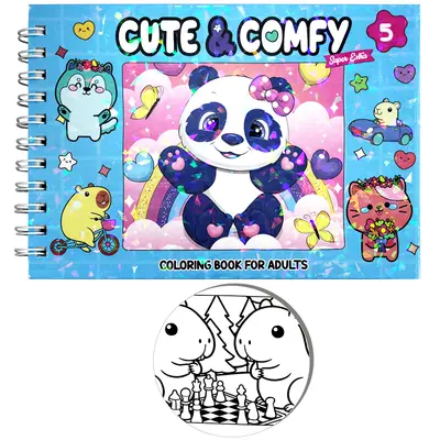 LIVRO CUTE & COMFY 5 COLORING BOOK FOR ADULTS PARA COLORIR CAPA DURA ESPIRAL 40 PAGINAS 21,5X16CM