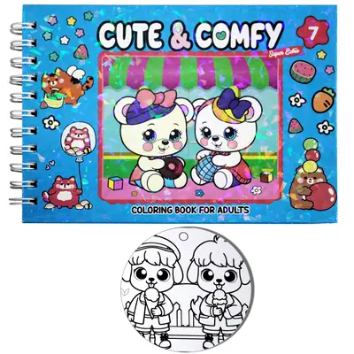 LIVRO CUTE & COMFY 7 COLORING BOOK FOR ADULTS PARA COLORIR CAPA DURA ESPIRAL 40 PAGINAS 21,5X16CM
