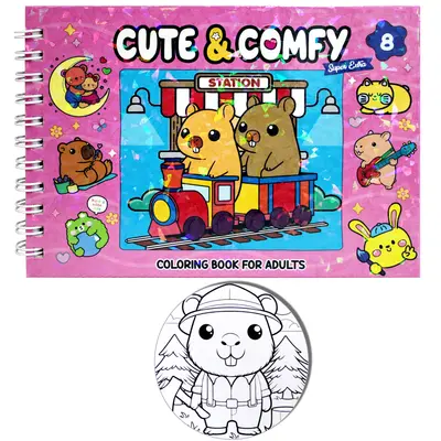 LIVRO CUTE & COMFY 8 COLORING BOOK FOR ADULTS PARA COLORIR CAPA DURA ESPIRAL 40 PAGINAS 21,5X16CM
