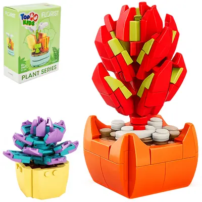 BLOCOS DE MONTAR FLORIST PLANTINHAS FLOR SUCULENTA COM VASO TOP KIDS TLEG