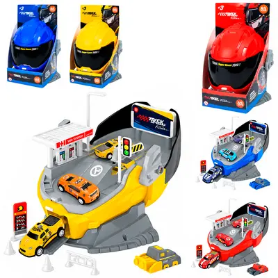 MONTA MONTA GARAGEM / PISTA ESTACIONAMENTO CAPACETE COM CARRO + LANCADOR E ACESSORIOS MAX SPEED 8 PECAS