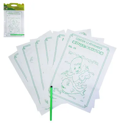 ATIVIDADE EDUCATIVA COM 12 ATIVIDADES 20X30CM + QUEBRA CABECA COM 9 PECAS 11,5X9,5CM