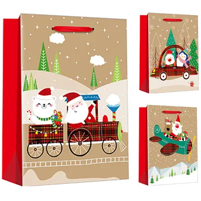 BOLSA SACOLA DE PAPEL MEIOS DE TRANSPORTES SORTIDOS DE NATAL 40X30X12CM