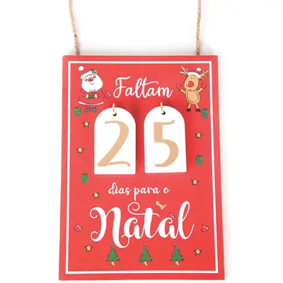 ENFEITE PLACA DE MADEIRA MDF CONTAGEM REGRESSIVA PARA O NATAL PARA PENDURAR